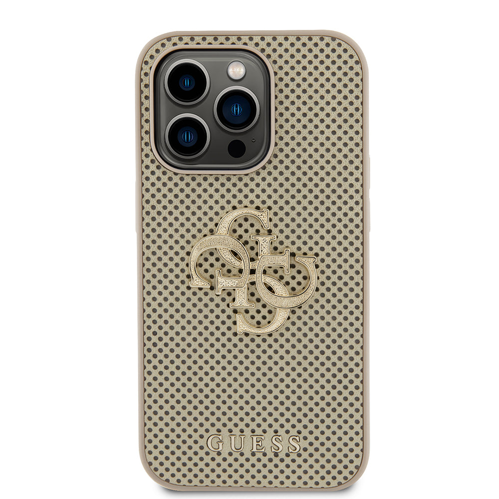 Etui na Apple iPhone 15 Pro Max, Guess, Perforated 4G, Złote