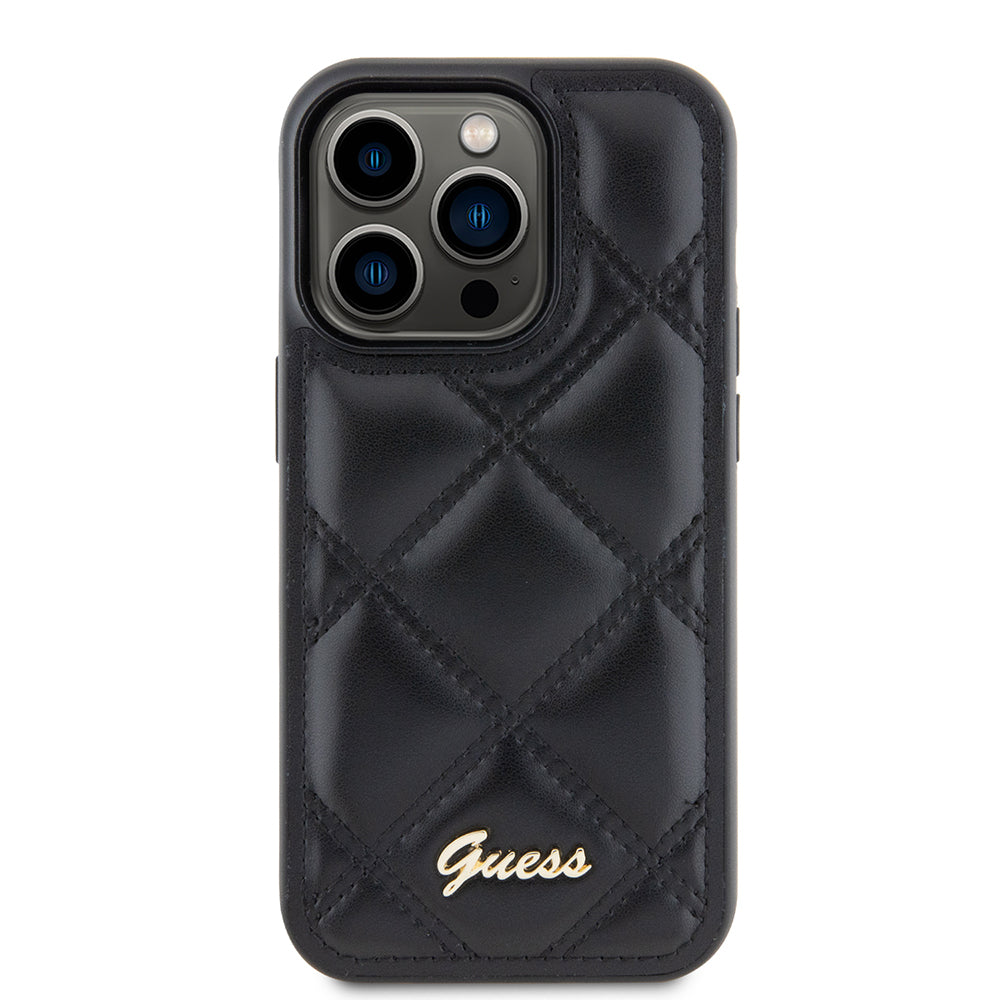 Etui na Apple iPhone 15 Pro Max, Guess, Quilted Metal Logo, Czarne