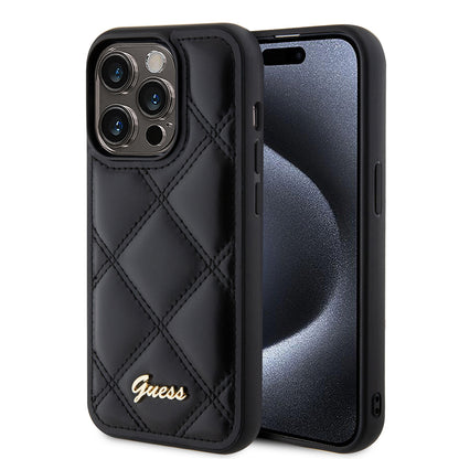 Etui na Apple iPhone 15 Pro Max, Guess, Quilted Metal Logo, Czarne