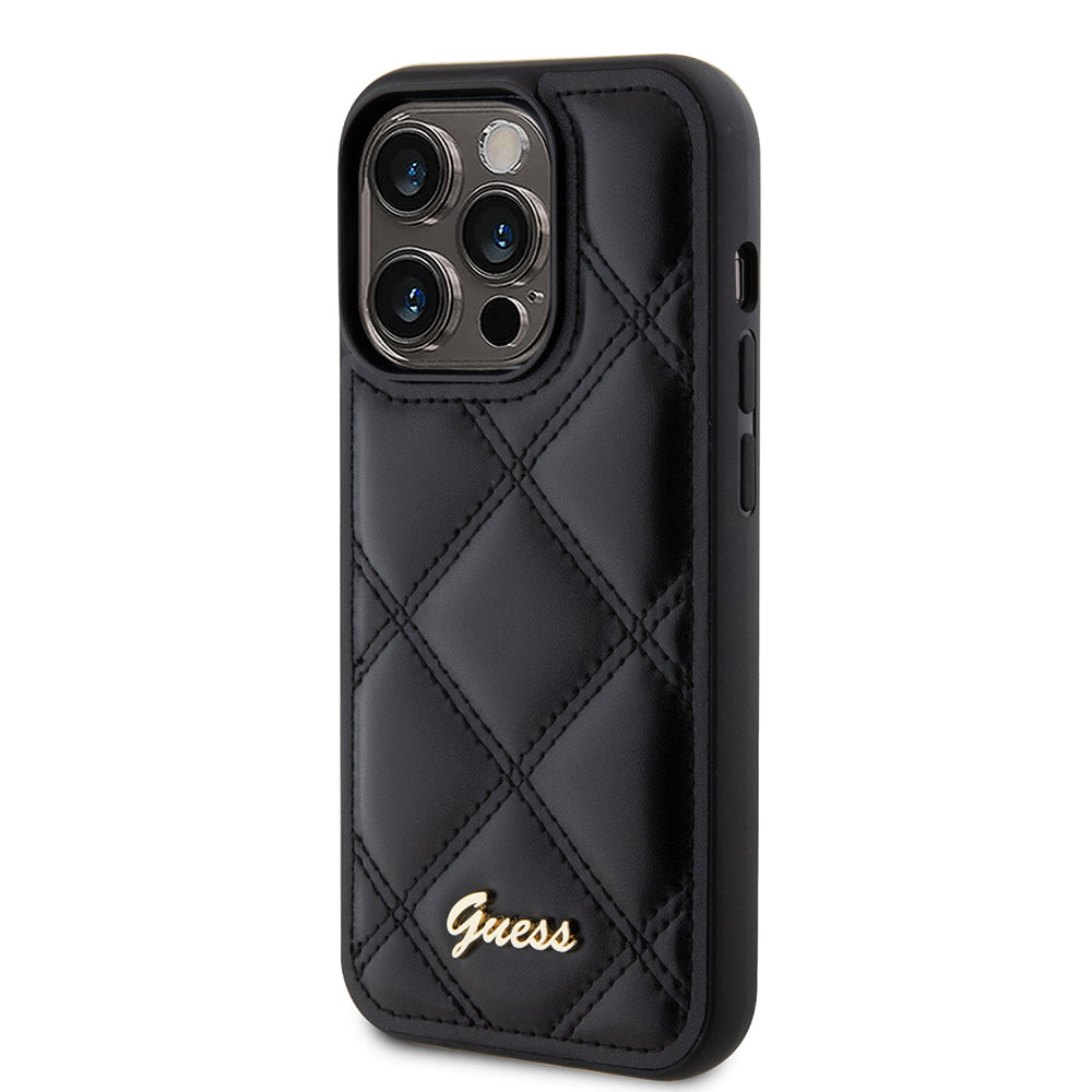 Etui na Apple iPhone 15 Pro Max, Guess, Quilted Metal Logo, Czarne