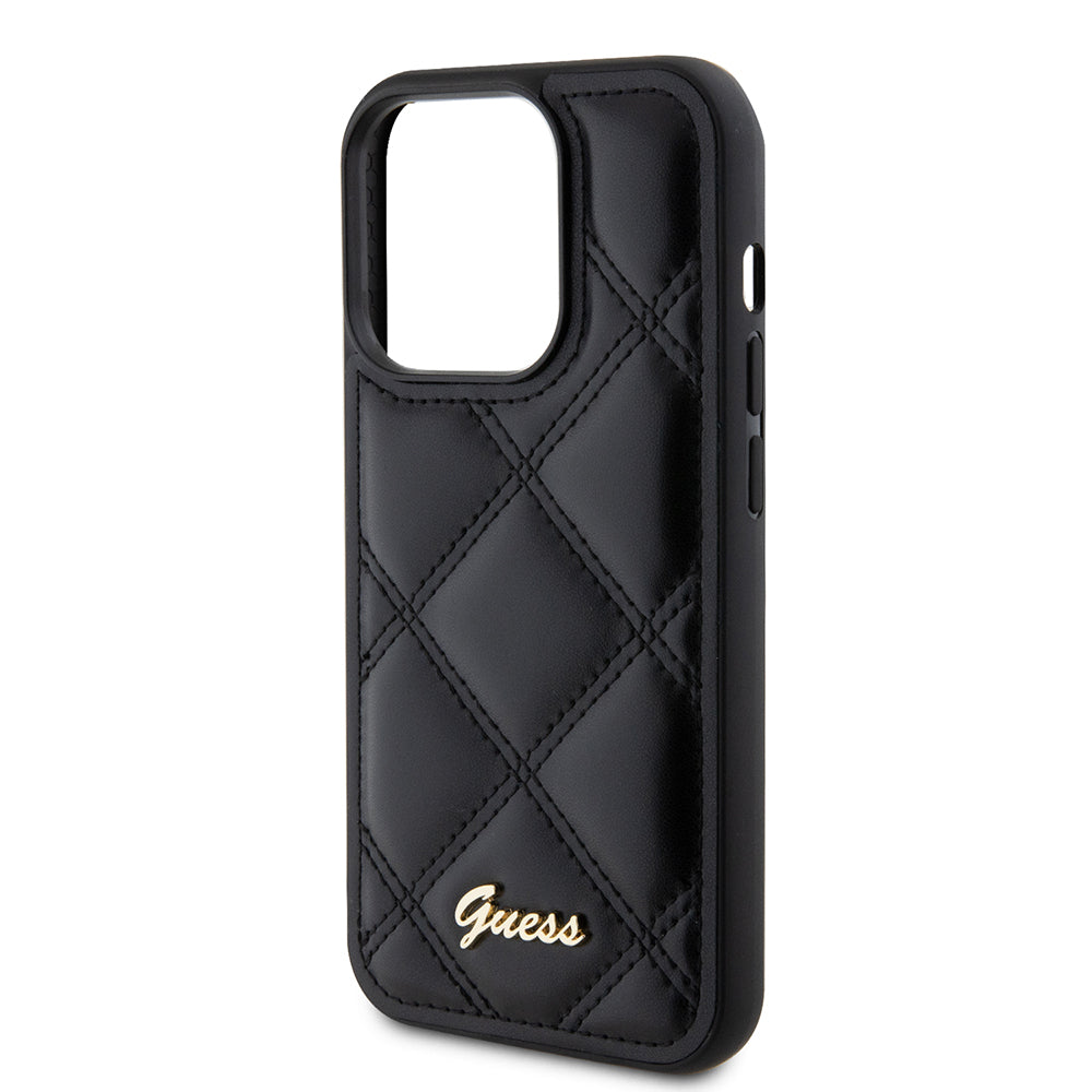 Etui na Apple iPhone 15 Pro Max, Guess, Quilted Metal Logo, Czarne