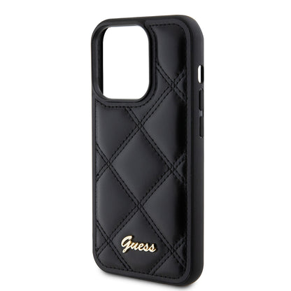 Etui na Apple iPhone 15 Pro Max, Guess, Quilted Metal Logo, Czarne