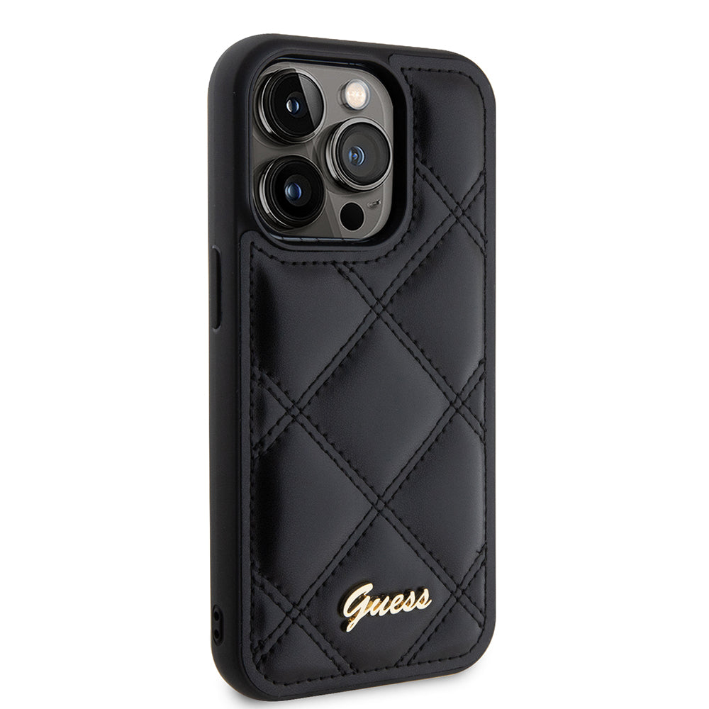 Etui na Apple iPhone 15 Pro Max, Guess, Quilted Metal Logo, Czarne