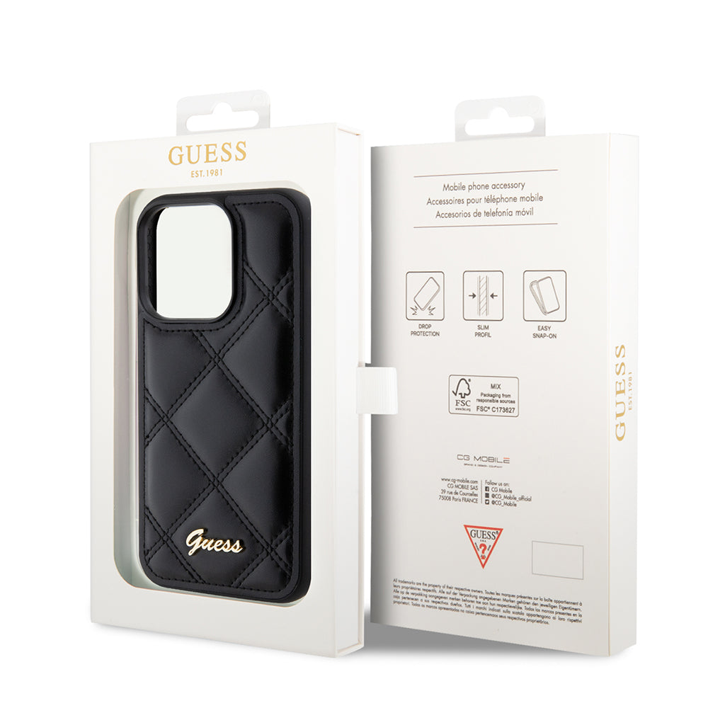 Etui na Apple iPhone 15 Pro Max, Guess, Quilted Metal Logo, Czarne
