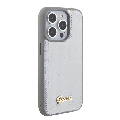 Etui na Apple iPhone 15 Pro Max, Guess, Sequin Script Metal, Srebrne