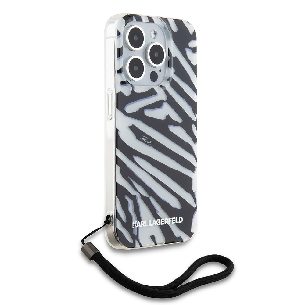 Etui na Apple iPhone 15 Pro Max, Karl Lagerfeld, IML Luxury Zebra Pattern with Strap, Czarne