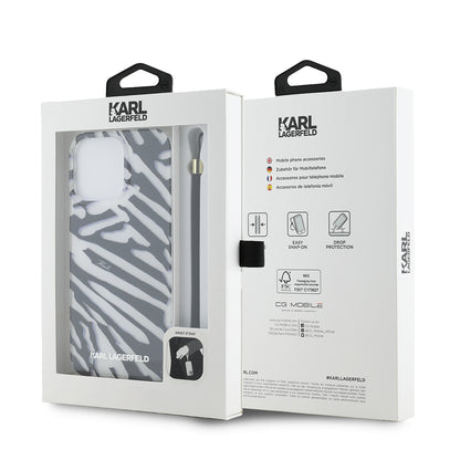 Etui na Apple iPhone 15 Pro Max, Karl Lagerfeld, IML Luxury Zebra Pattern with Strap, Czarne