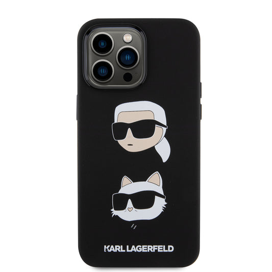 Etui na Apple iPhone 15 Pro Max, Karl Lagerfeld, Silikonowe Karl & Choupette Heads, Czarne