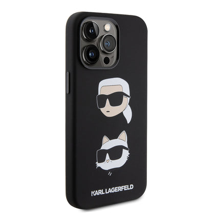 Etui na Apple iPhone 15 Pro Max, Karl Lagerfeld, Silikonowe Karl & Choupette Heads, Czarne