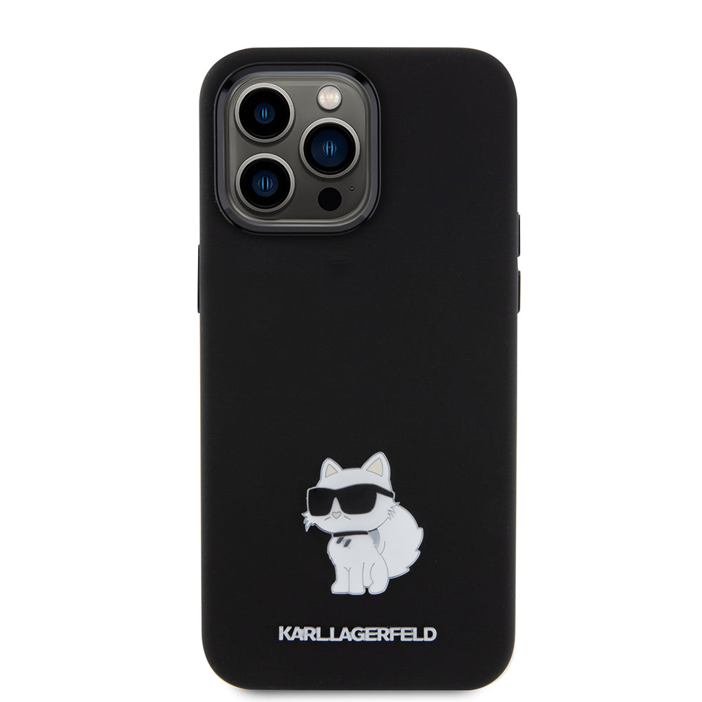 Etui na Apple iPhone 15 Pro Max, Karl Lagerfeld, Silicone Choupette Metal, Czarne