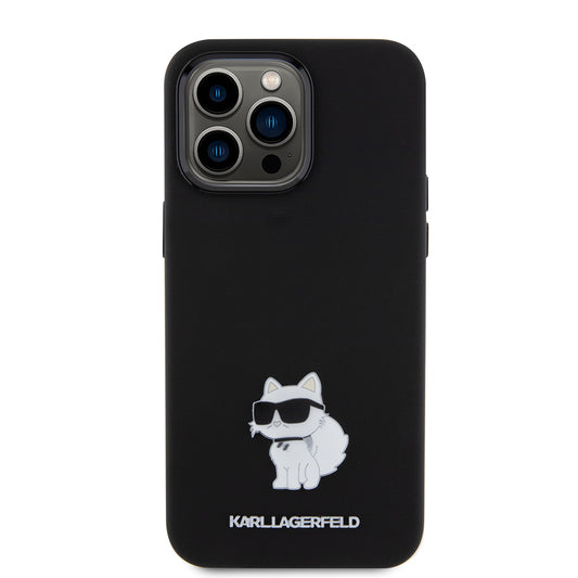 Etui na Apple iPhone 15 Pro Max, Karl Lagerfeld, Silicone Choupette Metal, Czarne