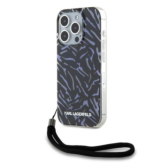 Etui na Apple iPhone 15 Pro Max, Karl Lagerfeld, Zebra with Cord Strap, Fioletowy