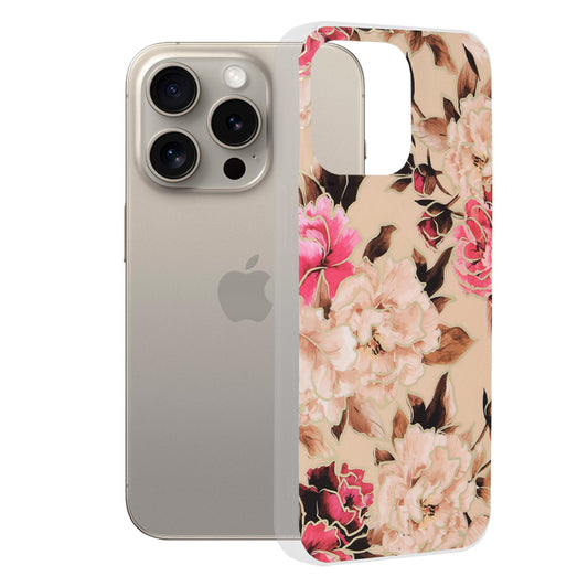 Etui na Apple iPhone 15 Pro Max, Techsuit, Marble, Beżowe