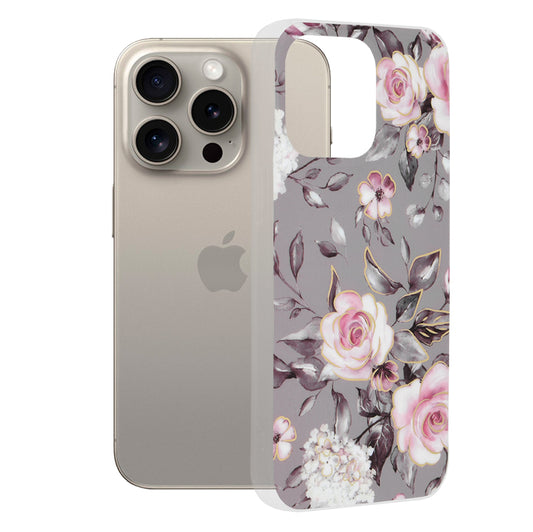 Etui na Apple iPhone 15 Pro Max, Techsuit, Marble, Szary