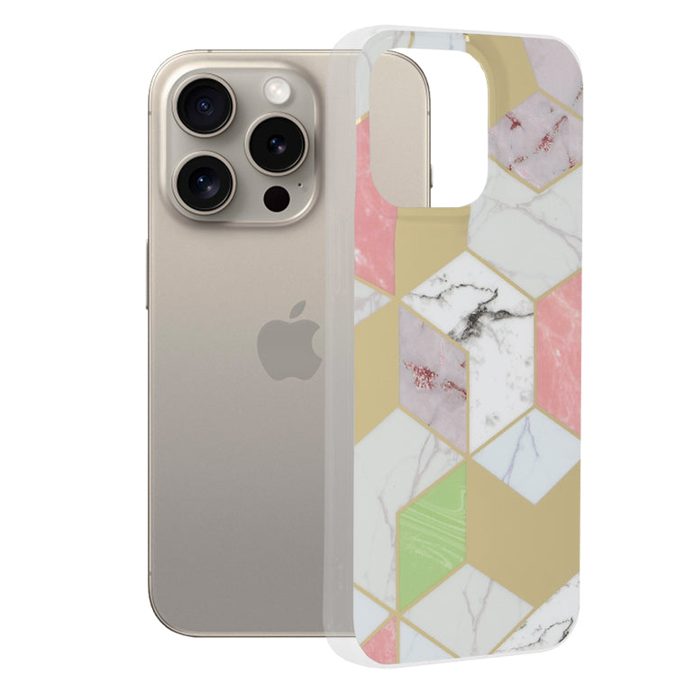 Case for Apple iPhone 15 Pro Max, Techsuit, Marble, Purple