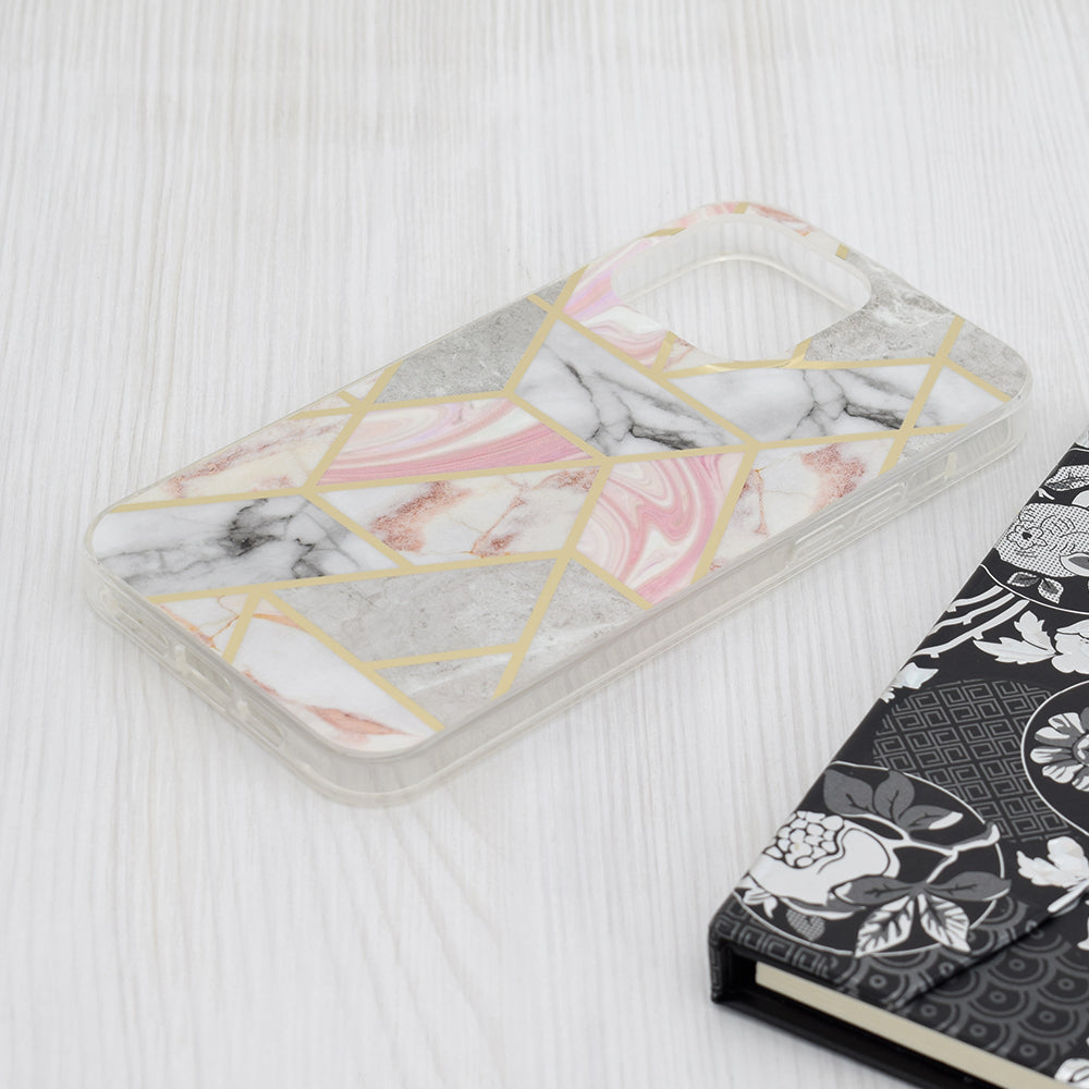 Case for Apple iPhone 15 Pro Max, Techsuit, Marble, Pink