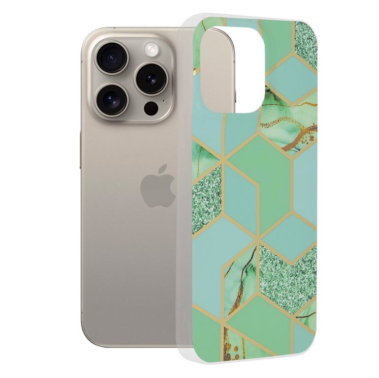 Case for Apple iPhone 15 Pro Max, Techsuit, Marble, Green