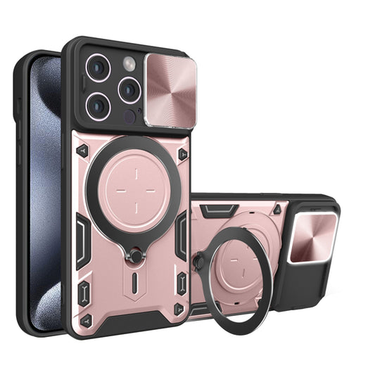Etui na Apple iPhone 15 Pro, Techsuit, CamGuard Pro, Różowo-Złoty
