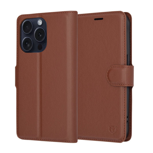 Etui na Apple iPhone 15 Pro, Techsuit, Leather Folio, Brązowe