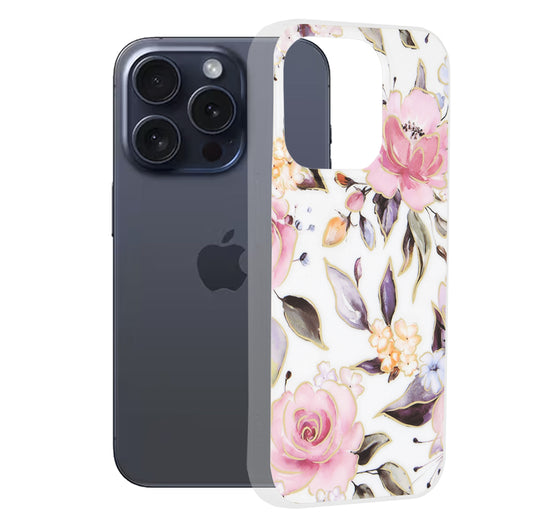 Etui na Apple iPhone 15 Pro, Techsuit, Marble, Białe