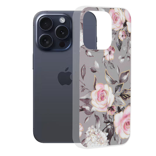 Etui na Apple iPhone 15 Pro, Techsuit, Marble, Szary