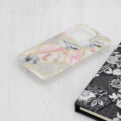 Etui na Apple iPhone 15 Pro, Techsuit, Marble, Różowe