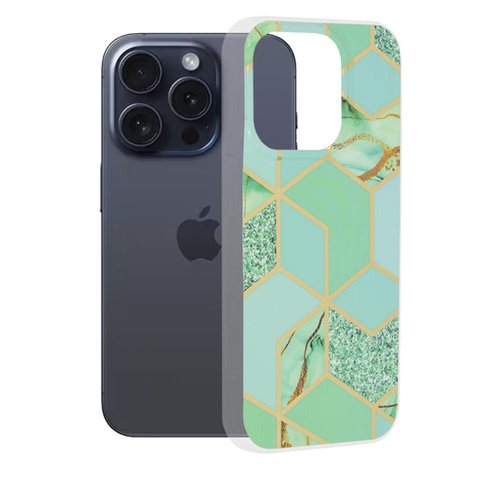 Etui na Apple iPhone 15 Pro, Techsuit, Marble, Zielony