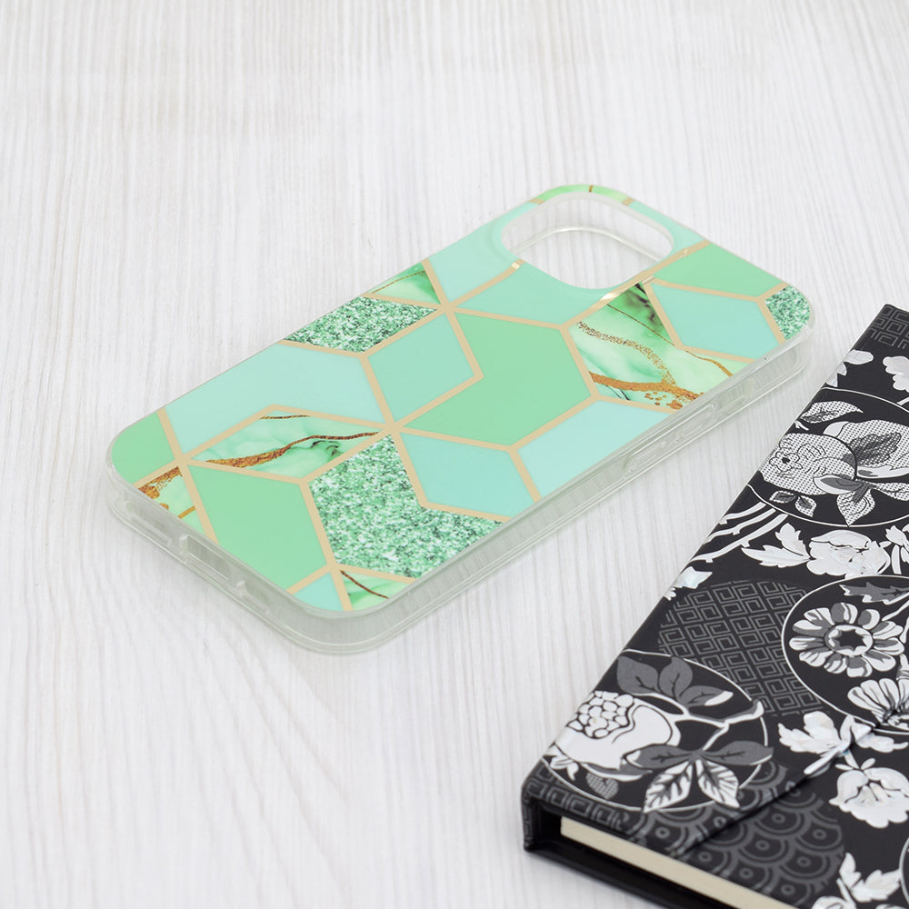 Etui na Apple iPhone 15, Techsuit, Marble, Zielony