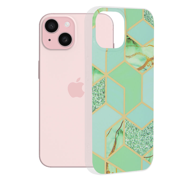Etui na Apple iPhone 15, Techsuit, Marble, Zielony