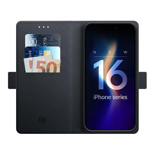 Etui na Apple iPhone 16, 3MK, Wallet, Czarny