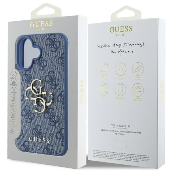 Etui na Apple iPhone 16, Guess, 4G Big Logo, Niebieskie