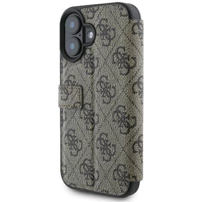 Etui na Apple iPhone 16, Guess, 4G Book, Brązowy