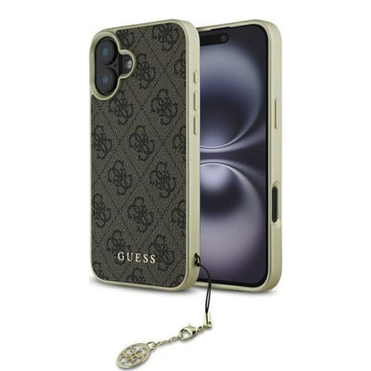 Etui na Apple iPhone 16, Guess, 4G Charm, Brązowy