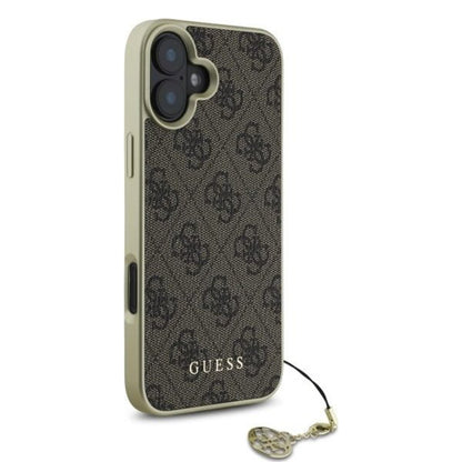 Etui na Apple iPhone 16, Guess, 4G Charm, Brązowy