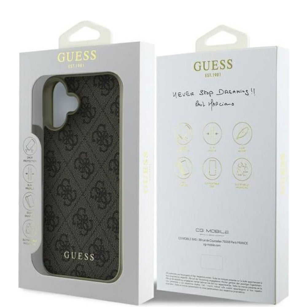 Etui na Apple iPhone 16, Guess, 4G Charm, Brązowy