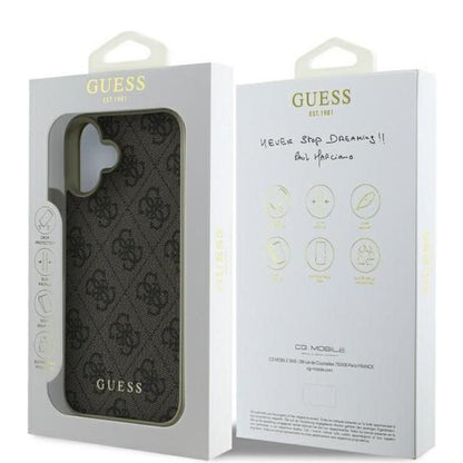Etui na Apple iPhone 16, Guess, 4G Charm, Brązowy