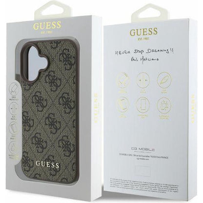Etui na Apple iPhone 16, Guess, 4G Classic, Brązowy