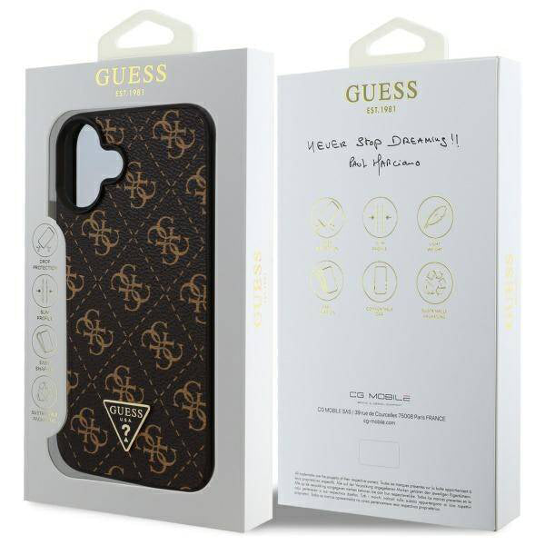 Etui na Apple iPhone 16, Guess, 4G Triangle Logo, Czarne