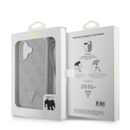 Etui na Apple iPhone 16, Guess, Crossbody 4G Triangle Strass, Niebieskie