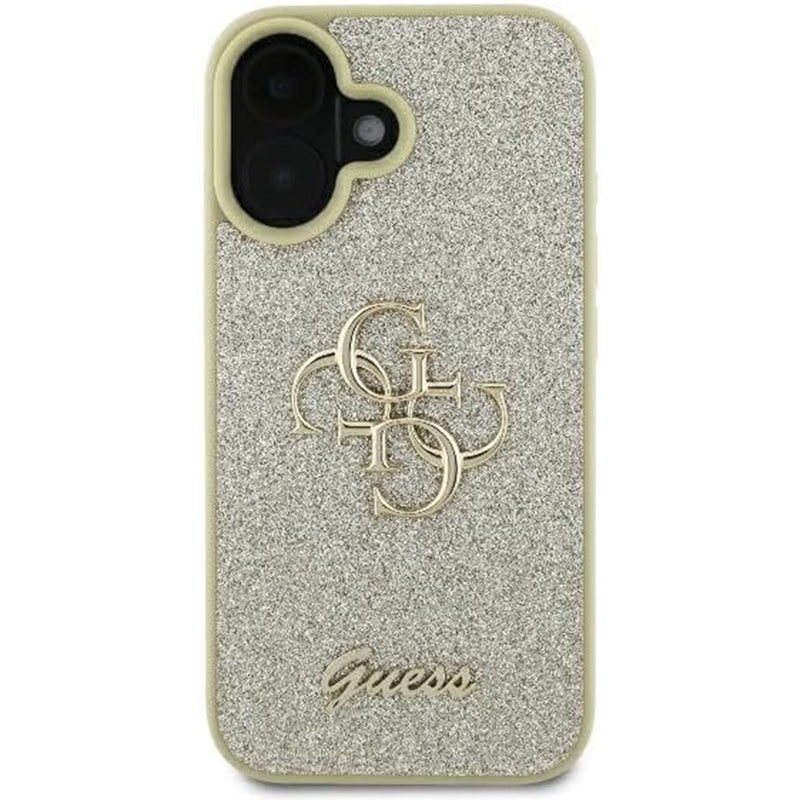 Case for Apple iPhone 16, Guess, Fixed Glitter Big 4G, Gold