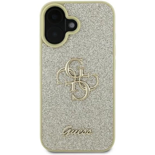 Etui na Apple iPhone 16, Guess, Fixed Glitter Big 4G, Złote
