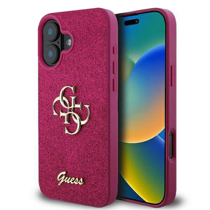 Etui na Apple iPhone 16, Guess, Fixed Glitter Big 4G, Fioletowy