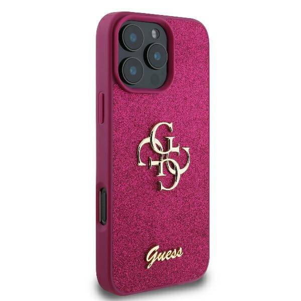 Etui na Apple iPhone 16, Guess, Fixed Glitter Big 4G, Fioletowy