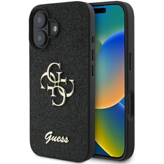 Etui na Apple iPhone 16, Guess, Fixed Glitter Big 4G, Czarne