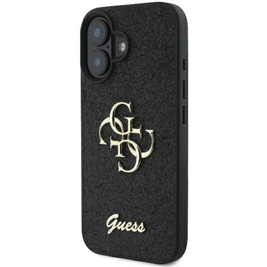 Etui na Apple iPhone 16, Guess, Fixed Glitter Big 4G, Czarne