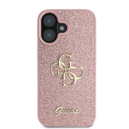 Etui na Apple iPhone 16, Guess, Fixed Glitter Big 4G, Różowy