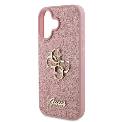 Etui na Apple iPhone 16, Guess, Fixed Glitter Big 4G, Różowy