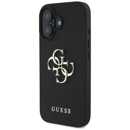 Etui na Apple iPhone 16, Guess, Grained Big 4G Logo Small Classic Logo, Czarne