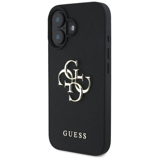 Etui na Apple iPhone 16, Guess, Grained Big 4G Logo Small Classic Logo, Czarne