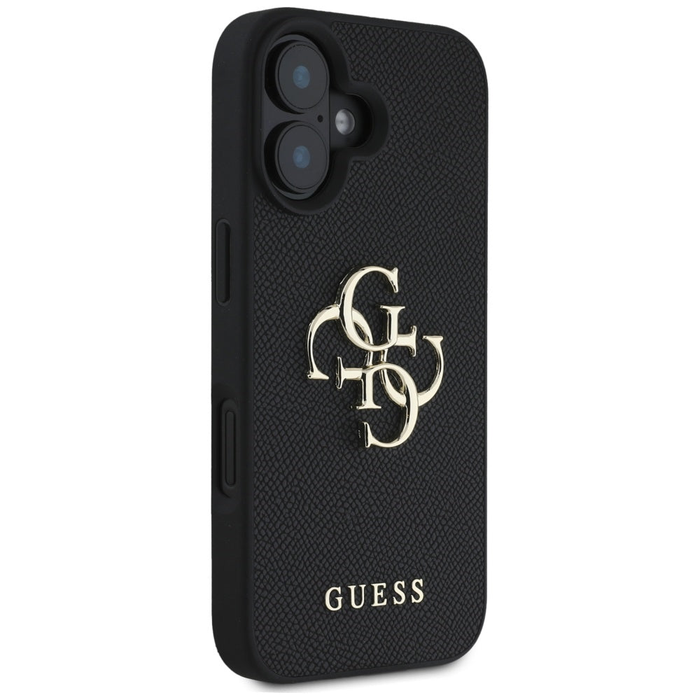 Etui na Apple iPhone 16, Guess, Grained Big 4G Logo Small Classic Logo, Czarne